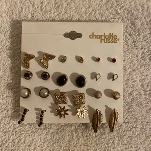 Gold stud earring assortment